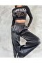 Shiny fabric trousers with elastic waist - 3