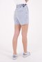 Unlined Mom Fit Women's Denim Shorts with Elastic Waist and Lace-Up Pockets Snow Light Blue Summer - 5
