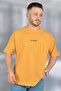 Men's Freedom Printed Tan Oversize T-Shirt Crew Neck Ribbed Fabric Raglan Sleeve