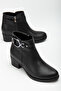 Women's Black Skin New Sezın Classic Heeled Ready-Sole Boots - 2