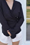Women's Shirt + Black Viscose Tie-Up Double Breasted Shirt - 2