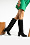 Black Suede Long Zippered Boots