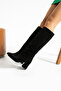 Black Suede Long Zippered Boots - 3