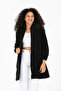 Women's Black Long Zipper Fleece Cardigan - 5