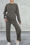 MESBUTIK SEASONAL WOMEN'S TROUBLE KHAKI COMFORTABLE CUT COTTON TOP WOMEN - 3