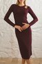 Women's Polka Dot Slit Shoulder Detailed Midi Dress - 3