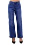 High Waisted Pocketed Unlined Women's Jeans with Snap Detailed Legs Jeans Light Blue Denim