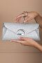 Women's Silver Glitter Evening Dress, Clutch Evening Bag - 2