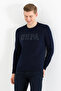 Men's Navy Blue Crew Neck Knitwear Sweater - 3