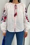 Women's New Season Tasseled Balloon Sleeve Embroidered Cotton Blouse - 6