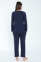 Lace Detailed Navy Blue Maternity and Maternity Pajamas Set Suitable for Breastfeeding - 4