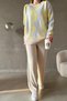New Season Women's Knitwear Fabric Oversize Fit Sweater and Pants Smoked Two-Piece Set 0259 - 3