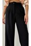 Women's Black Pleated Fabric Palazzo Pant - 2