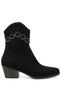 Black Color Stone Detailed Thick Heel 36-37-38-39-40 Size Women's Cowboy Boots