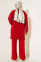 11014-15 Beaded Sleeves Knitwear Double Suit Red - 4
