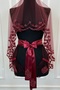 Burgundy Bridal Veil Set, Glass Beads and Sequins Printed Henna Veil Set 6 Pieces - 4