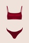 3506 Claret Red Glitter Bikini Set - 4