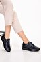 Genuine Leather Anatomical Sole Comfortable Rubber Laced Shoes elnr.5806 Navy Blue - 4