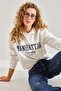 Women's White Printed Three Thread Ribbed Sweatshirt 40991026 - 4
