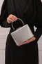 Women's Silver Fabric Evening Dress Clutch Portfolio Bag - 2