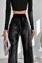 Wide Leg French Velvet Trousers Black - 3