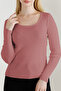 Women's Dusty Rose Square Collar Knitwear Sweater
