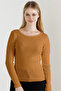 Women's Camel Boat Neck Knitwear Sweater - 2