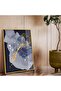 Gold Metal Framed Collage Drawing Flower Theme Unbreakable Glass Painting - 2