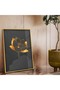 Gold Metal Framed Collage Drawing Flower Pattern Unbreakable Glass Painting - 2