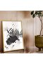 Gold Metal Framed Collage Drawing Black Theme Unbreakable Glass Painting - 2