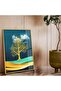 Gold Metal Framed Modern Drawing Nature Theme Unbreakable Glass Painting - 2