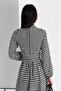 women's houndstooth print midi dress with belt KKLF39 - 3