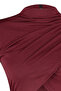 Burgundy Stand Collar Draped Body Fitting Stretchy Knitted Crop Blouse Twoaw24Bz00164 - 8