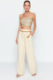 Beige Crop Sequin Bustier TPRAW24BS00033 - 2