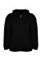 Black Hooded Zippered Thin Knitted Sweatshirt TBBSS22SW0169 - 6