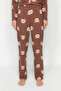 Brown 100% Cotton Teddy Bear Patterned Shirt-Pants Knitted Pajama Set Thmaw24Pt00002 - 5