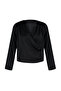 Siyah Kruvaze Saten Dokuma Bluz TWOAW24BZ00423 - 8