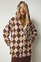 Women's Brown Tasseled Hooded Fleece Sweatshirt DD01260 - 4
