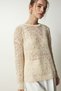 Women's Cream Stylish Pearl Detailed Curved Knit Sweater PF00025 - 3