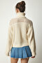 Women's Cream Turtleneck Scrolled Knit Sweater CI00090 - 6