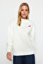 Ecru Printed Oversize Crew Neck Knitted Sweatshirt TWOAW24SW00360 - 4