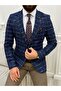 Men's Square Plaid Italian Cut Slim Fit Jacket - 4