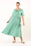 short sleeve 3-layer ruffle green and white floral women's dress - 5