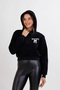 Women's Black Hooded Melbourne Back Printed Crop Sweat - 7