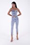 High Waisted Mom Women's Jeans with Extra Stitching on the Front and Slit on the Legs Pockets Snow Light Blue - 4