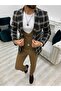 Men's Suit Combination Italian Cut Slim Fit Jacket Vest Pants-Black - 7
