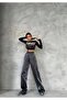 Shiny fabric trousers with elastic waist - 2
