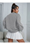 Gray Crew Neck Basic Oversize Sweatshirt - 3