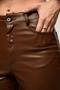 Women's High Waist Faux Leather Trousers - 2