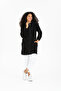 Women's Black Long Zipper Fleece Cardigan - 4
